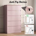 thumbnail image 5 of 5 Drawer Dresser for Bedroom, Pink Tall Chest of Drawers Wood Storage Cabinet for Living Room, Hallway, Entryway, Guest Room, 5 of 9