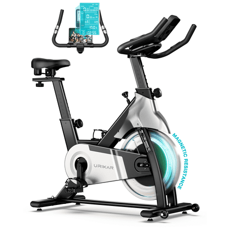 Urikar Exercise Bike, Magnetic Stationary Bike with LCD Smart Monitor, Indoor Cycling Bike with Silent Belt Drive and Comfortable Seat for Home Gym Cardio Workout 320lbs