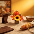 thumbnail image 6 of Racsoh Artificial Maple Leaf Pumpkin Potted Plants, Mini Fall Faux Sunflower Greenery Ornament, Realistic Thanksgiving Decoration, for Desktop Office Decor (A), 6 of 7