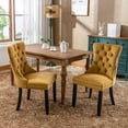 thumbnail image 5 of Set of 6 Dining Chairs Leisure Padded Chair, Tufted Solid Wood Velvet Upholstered Dining Chair with Nailhead Trim& Ring Pull for Kitchen, Living Room, 5 of 8