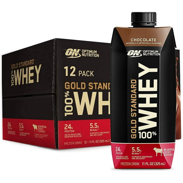 Optimum Nutrition Gold Standard 100% Whey Protein Shake, Chocolate, 24g