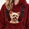 thumbnail image 6 of Eryao Pet Hoodie Carrier Women Winter Fuzzy Fleece Animal Carrying Hoodies with Adjustable Strap Kangaroo Pouch Warm Plus Size Pullover Sweatshirts for Small Dog Cat Holder Wine,M, 6 of 8