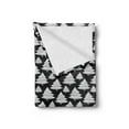 thumbnail image 2 of Christmas Soft Flannel Fleece Blanket, Monochrome Print of Repeating Ornate Trees on a Backdrop with Polka Dots, Cozy Plush for Indoor and Outdoor Use, 50" x 60", Charcoal Grey White, by Ambesonne, 2 of 5