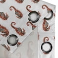 thumbnail image 4 of Ambesonne Seahorse Grommet Curtain, Pattern in Watercolors, 50" x 108", Grey and Red, 4 of 6