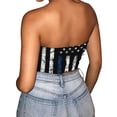 thumbnail image 4 of 4th of July Shirts for Women American Flag Printed Crop Top Strapless Bandeau Tube Top Sleeveless Backless Summer Tank Tops, 4 of 4