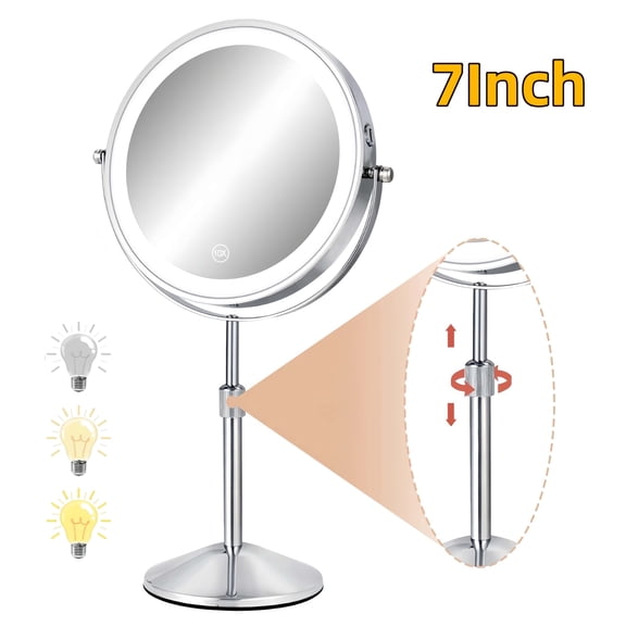 7-inch metal mirror, two-sided makeup mirror, 360-degree rotating mirror, suitable for bathrooms, dressing tables, offices and dormitories
