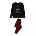 thumbnail image 4 of Sunloudy Family Matching Christmas Pajamas, Letter Snowflake Print Long-Sleeved Tops + Plaid Trousers Sleepwear Outfits, 4 of 8