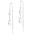 thumbnail image 3 of Glowing Clear Cubic Zirconia Rectangles Sterling Silver Chain Threader Earrings, 3 of 5
