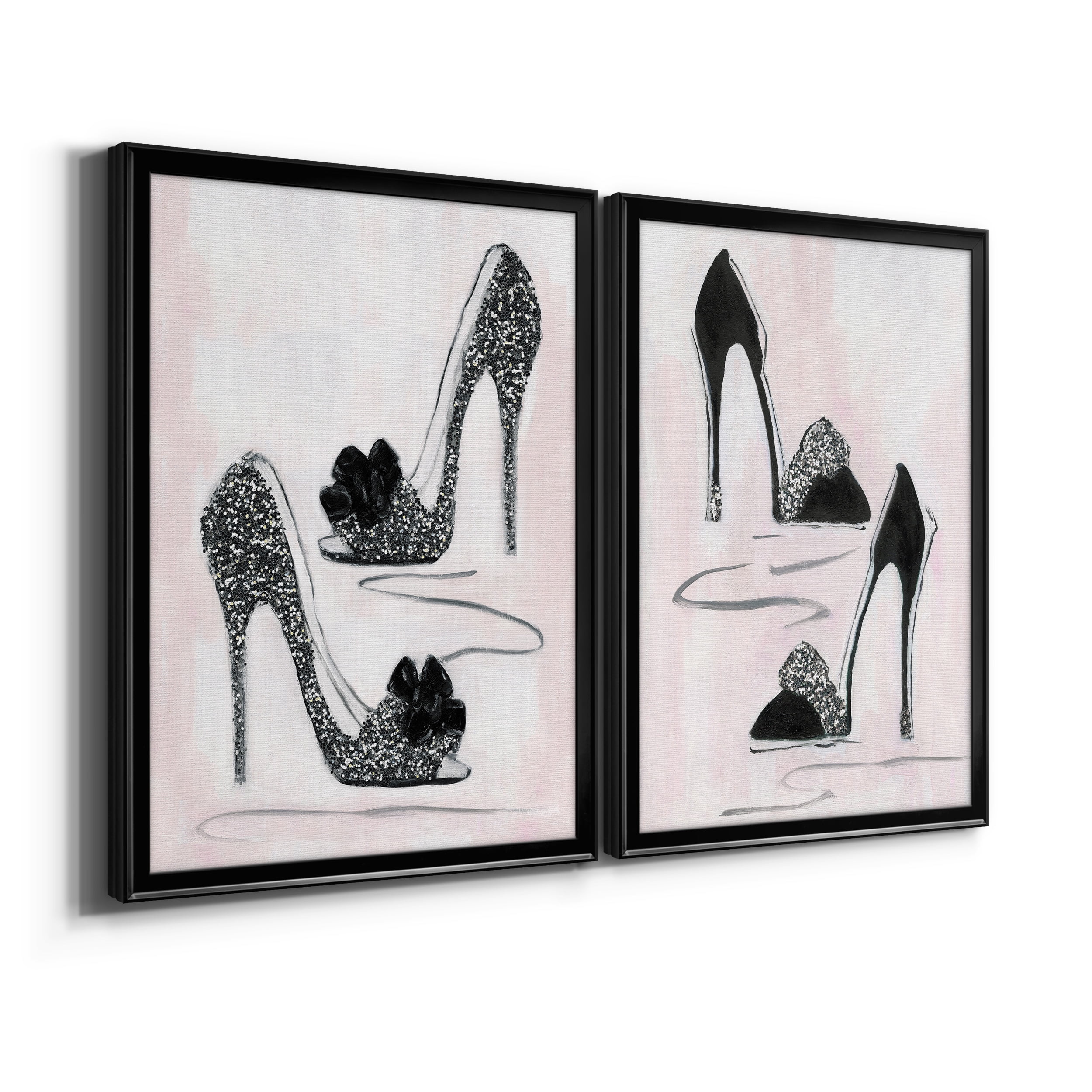2 Piece Set Shoes That Dazzle I Premium Framed Canvas - Ready to Hang - 18.5 x 24.5 Each - Black Frame