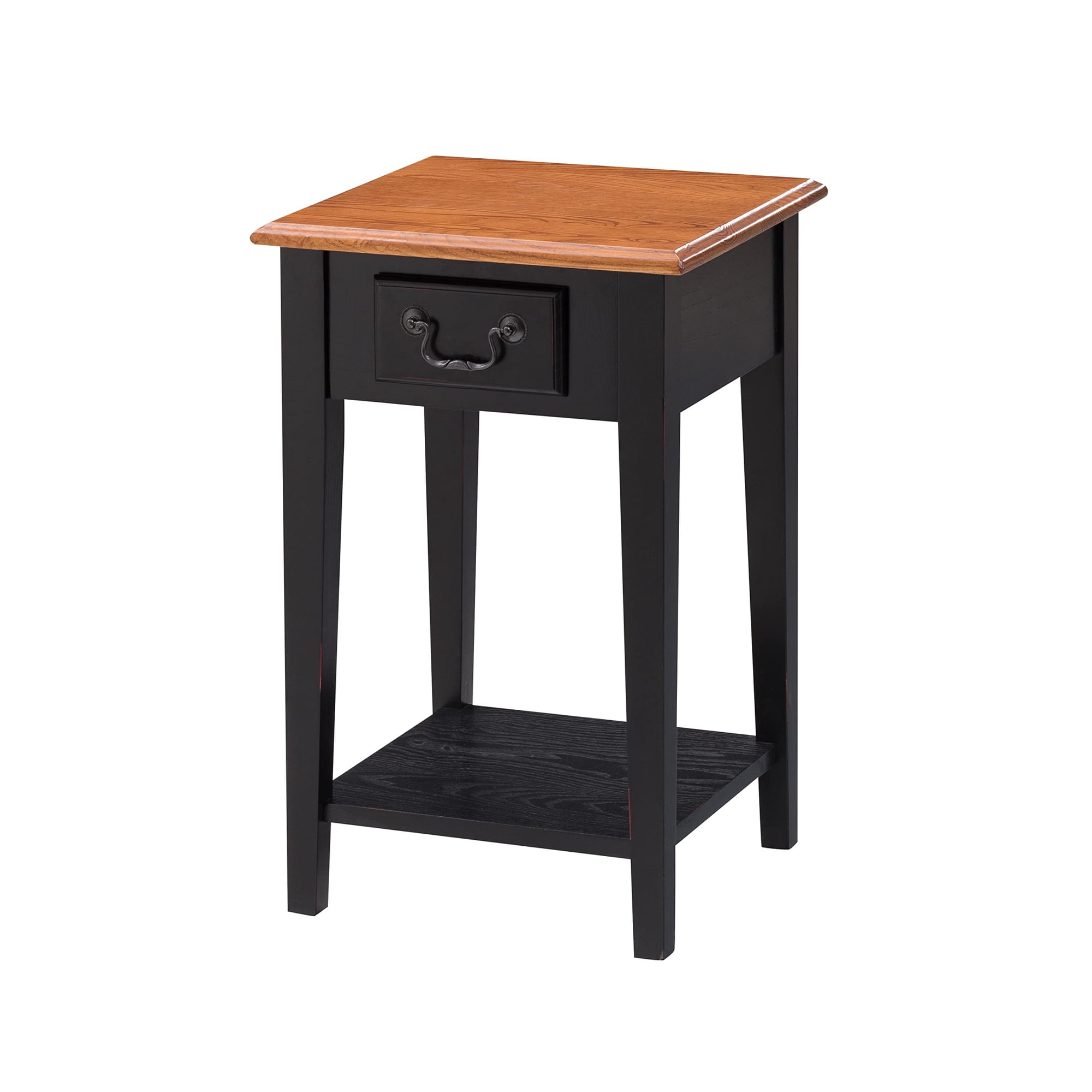 Solid Wood End Side Table with Drawer and Bottom Display Shelf Compact Accent Nightstand for Living Room Bedroom and Small‑Space Home Furniture