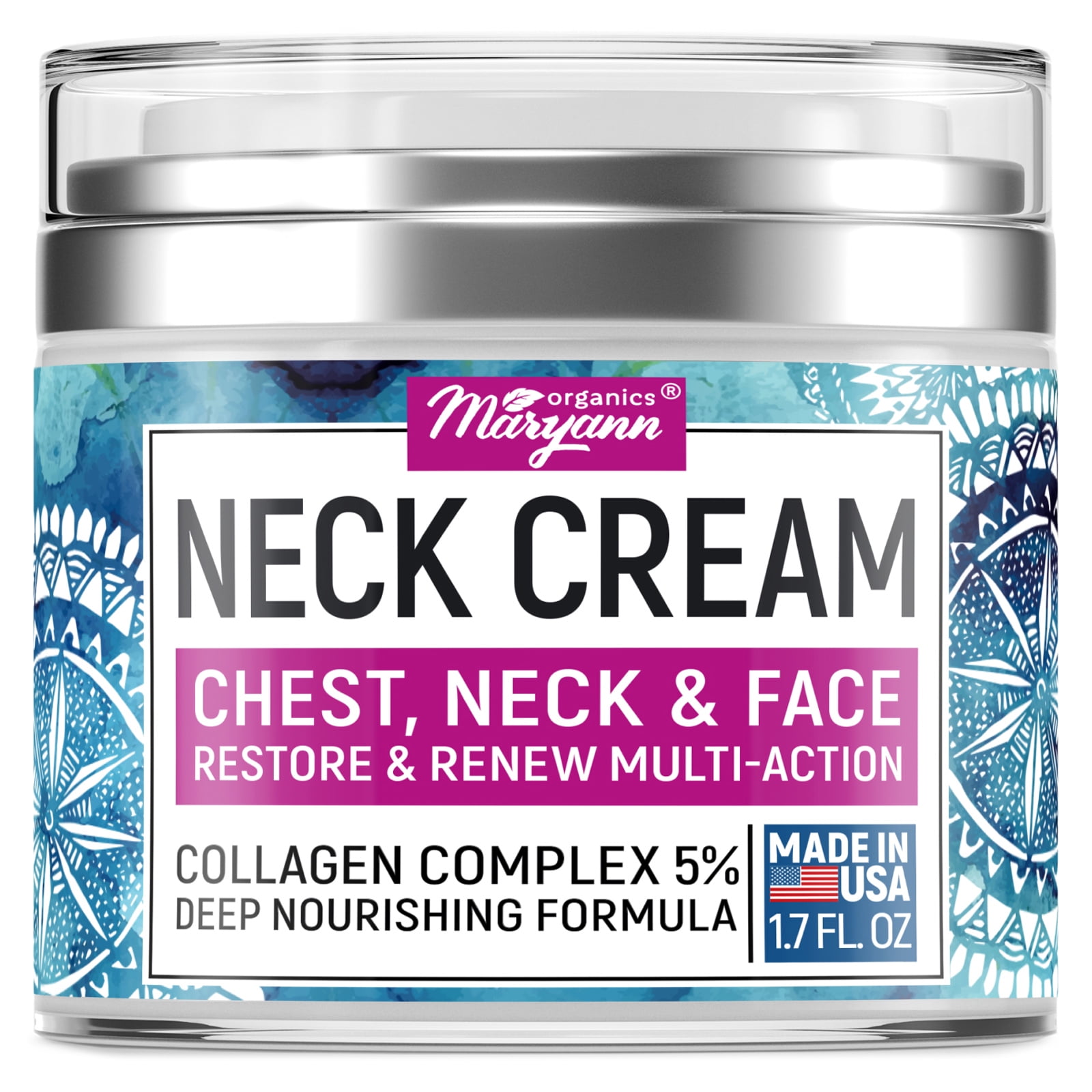 Neck Cream, Chest, Neck & Face, Restore & Renew Multi-Action, 1.7 fl oz, Maryann Organics