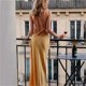 thumbnail image 2 of Vestido largo de seda sin espalda para mujer, elegante Vestido de noche femenino con hombro inclinado, sin mangas, conciso y Sexy, 2 of 5
