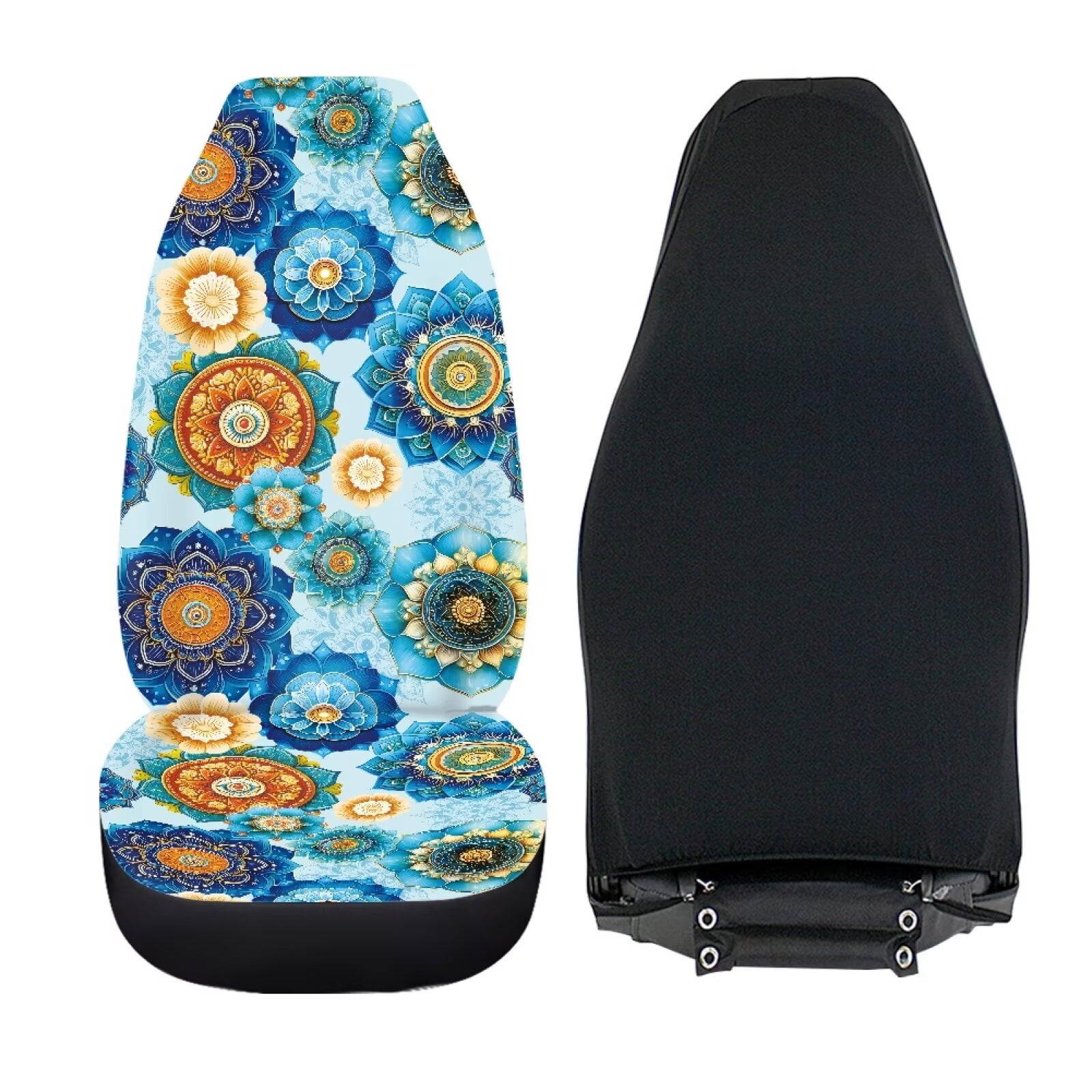 Binienty Boho Car Seat Covers for Women Girly Mandala Floral Front Seat Covers Soft Automotive Interior Protector Accessories Fit for Car SUV Sedan Truck