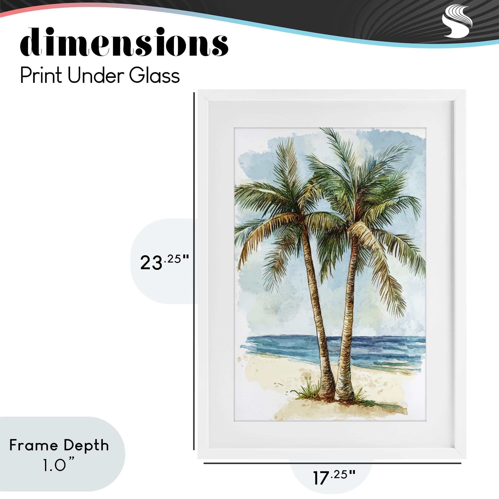 Stupell Industries Illustrated Palm Tree Duo White Framed Print Under Glass, design by Petal Prints Design