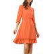 thumbnail image 5 of INSPIRE CHIC Vestido A-Line de Chifón con Volantes en Capa y Mangas 3/4 con Goma M Naranja, 5 of 8