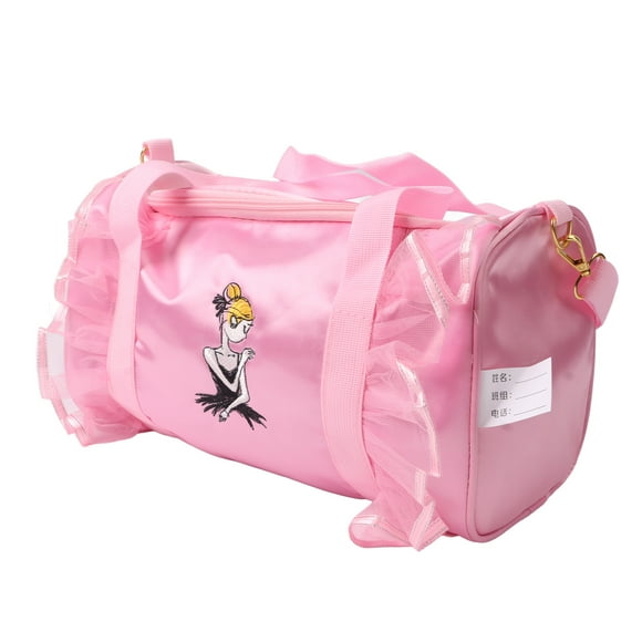 Girls Dance Bag, Kids Duffel Bag Dual Use Pink Lace Decor with Shoulder Strap for Ballet