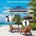 thumbnail image 3 of Ainfox 7.5 ft Boho Fringe Patio Umbrella with LED Solar Lights,Waterproof Outdoor Tassels Umbrella for Deck, Table, Garden, Navy Blue, 3 of 7