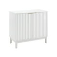 thumbnail image 4 of Mid-Century Modern Fluted 2 Door Storage Cabinet Accent Chest White Wood with Brass Handles for Living Room Dining Entryway, 4 of 6