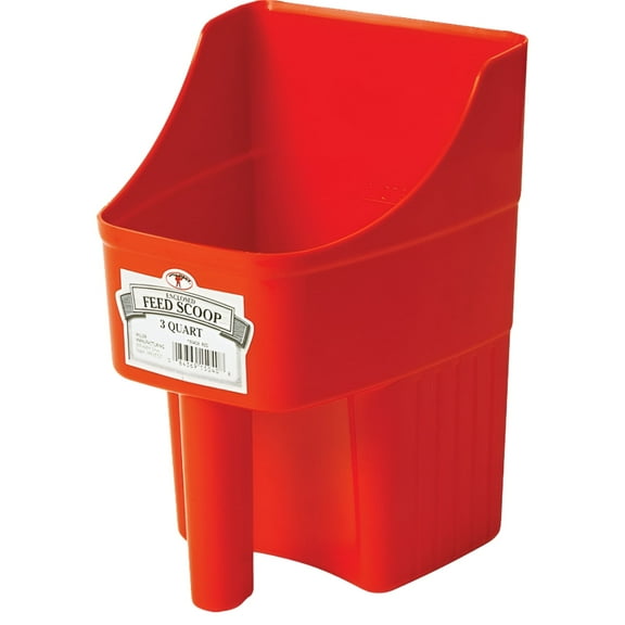 Little Giant 150408 Enclosed Feed Scoop, Durable Plastic, Red, 3 Quart