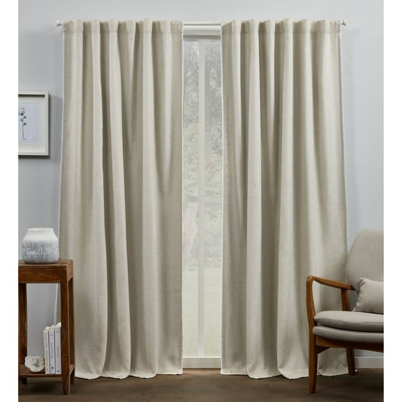 Exclusive Home Marabel Lined Room Darkening Blackout Hidden Tab Top Curtain Panel Pair, 54"x96", White Grey, Set of 2
