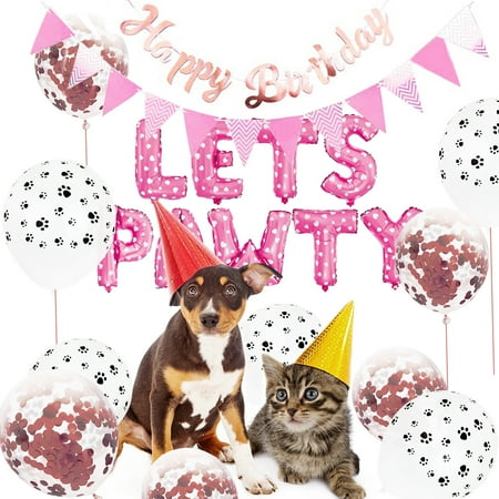 23 Pcs Ensemble Pet Dog Party Decoration Kit Lets Pawty Ballons Anniversaire Bannieres Articles De Fete Pour Chien Chat Walmart Canada