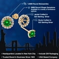 thumbnail image 2 of Gem Stone King 18K Yellow Gold Plated Silver Round Green Created Emerald and Moissanite  Removable Jacket Stud Halo Earrings for Women (2.42 Cttw, Round Cut 6MM), 2 of 6