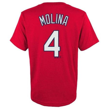Majestic Yadier Molina St. Louis Cardinals Red Youth Jersey Name and Number T-shirt Medium (Best Jersey Numbers In Sports)