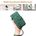 thumbnail image 2 of Funda para Honor X50 5G con cremallera tipo cartera, tarjetero, marco de fotos, soporte y cordón, de piel sintética. verde, 2 of 5