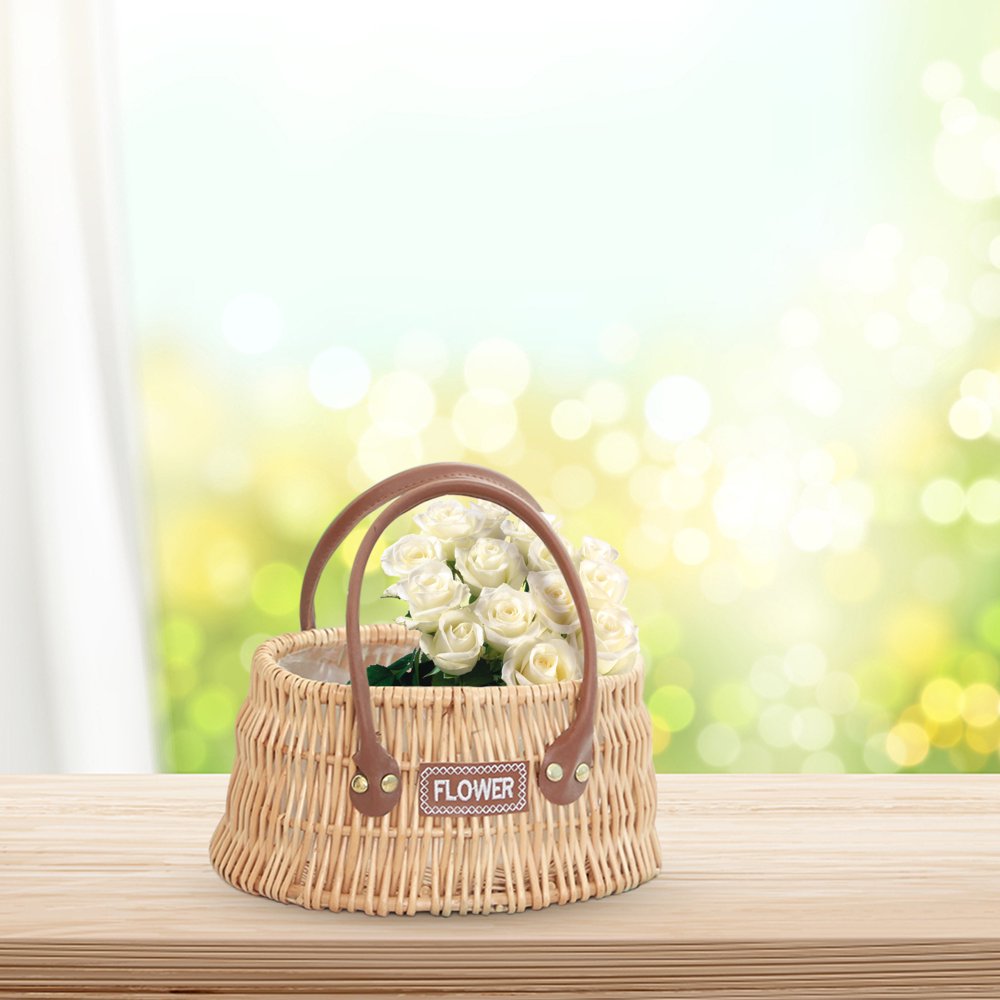 Lot De 4 Petits Paniers En Osier Synthétique - Avec Poignée - Décoration Pâques, Mariage, Noël - Taille 10x6x13 Cm