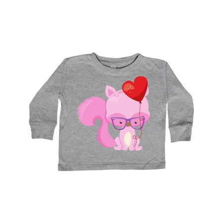 

Inktastic Valentine s Day Squirrel Squirrel With Balloon Gift Toddler Boy or Toddler Girl Long Sleeve T-Shirt