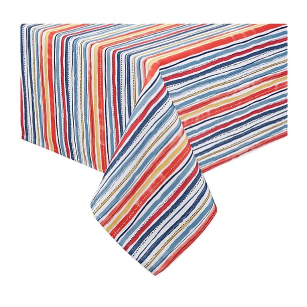 Umbrella Tablecloth with Hole and Zipper Warm Summer MultiColor Stripe