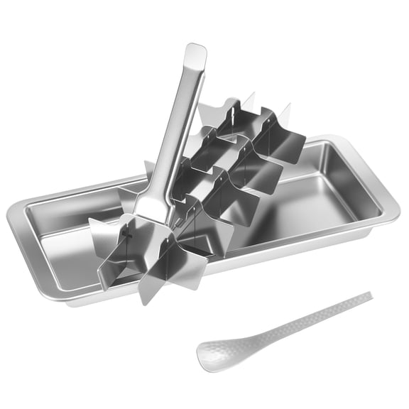 Stainless Steel Ice Cube Tray with Lever 18 Compartment Reusable Freezer Mold with Scoop for Ice Baby Food Beverage Dishwasher Safe