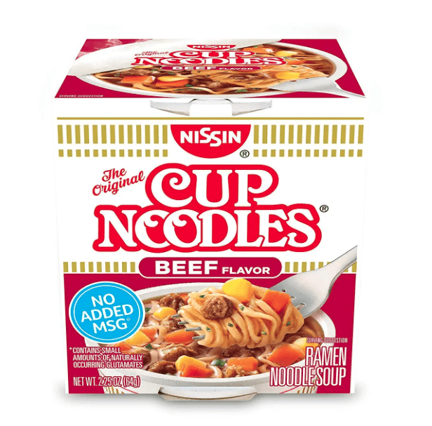 Nissin Cup Noodles Ramen Noodle Soup, Beef, 2.25 Oz (Pack of 12)