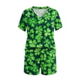 thumbnail image 4 of Conjuntos de blusas y camisas de manga corta con cuello en V para niños, conjunto informal de blusa y pantalones cortos de manga corta con cuello en V y estampado de colores para el Día de San Patrici, 4 of 7