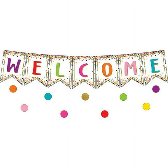 Teacher Created Resources Confetti Pennants Welcome Bulletin Board Display, 60 Pieces