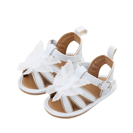 Awevudst Baby Girls Summer Sandals Non-Slip Sole Butterfly Flat Shoes