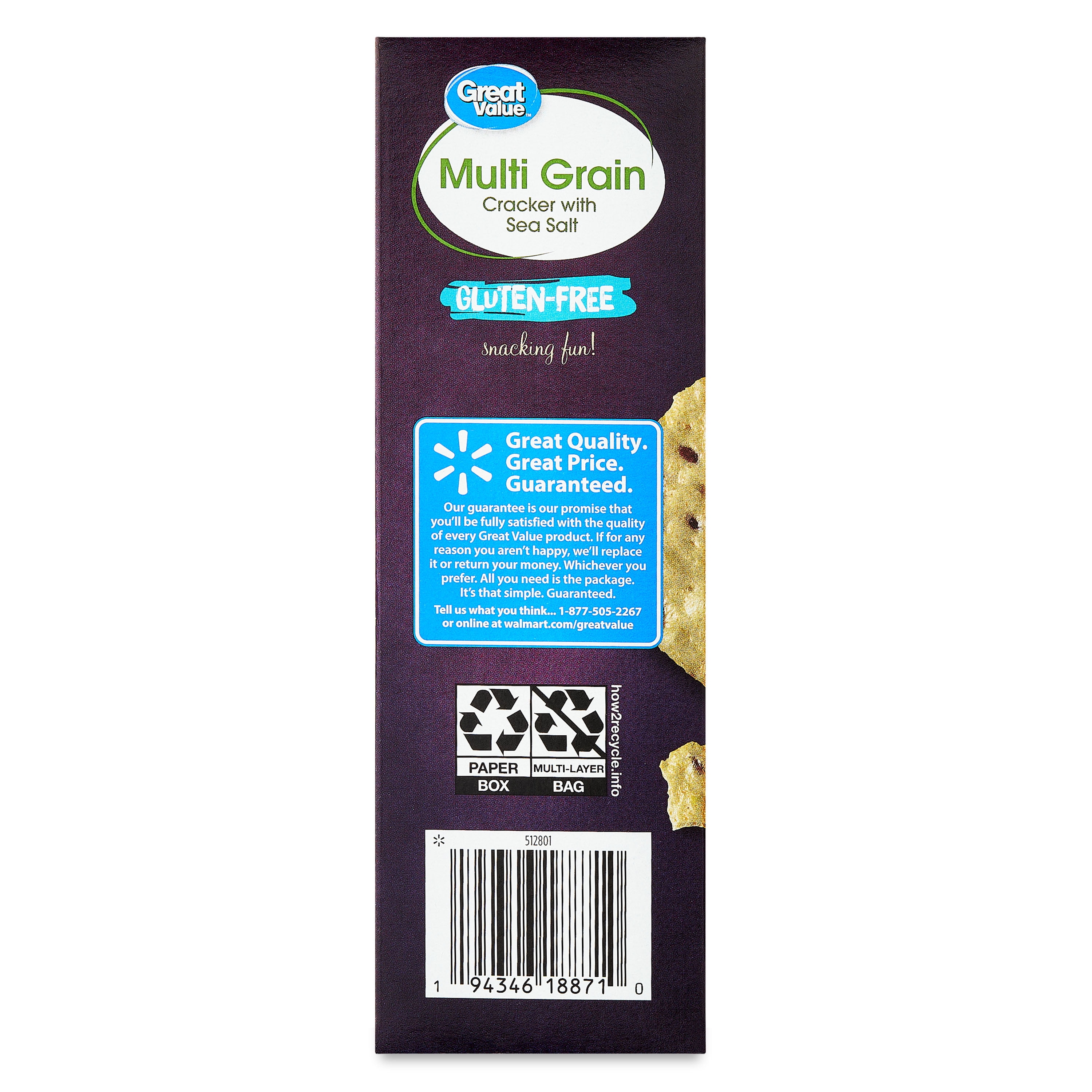 (3 pack) Great Value Multi Grain Crackers with Sea Salt, 3.5 oz