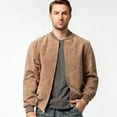 thumbnail image 4 of Men's Baseball Leather Jacket Vintage bomber Suede Jackets (2XL, Cognac), 4 of 6