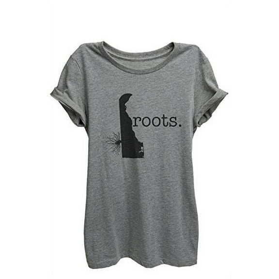 Home Roots State Delaware Womens Relaxed T-Shirt Tee Heather Grey - Small