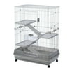 Xahpower 4-Tier 32"Small Animal Metal Cage Height Adjustable for Rabbit Chinchilla(Grey)