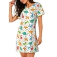thumbnail image 2 of Fotbe Dinosaur Pattern Women's Cotton Nightgown Sleepwear Short Sleeves Shirt Casual Print Sleepdress, 2 of 6