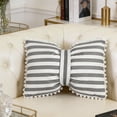 thumbnail image 4 of Striped Bow-Decorated Pillowcase 50x33cm Soft Velvet Bolster Pillow Suitable For Sofas Beds And Home Decor, 4 of 7