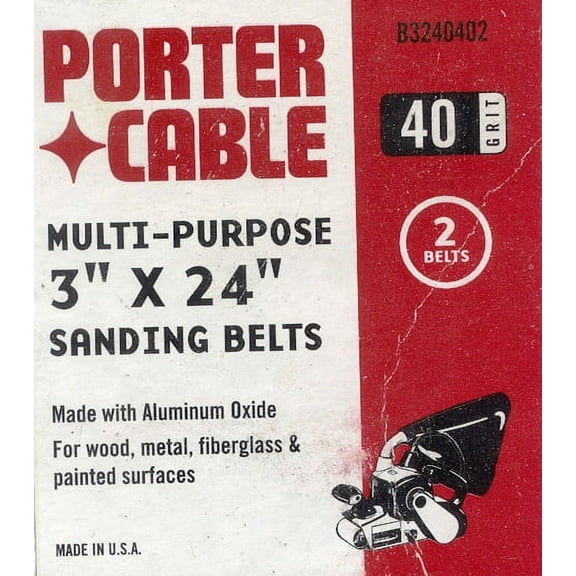 Porter-Cable Tools Sanding Belt 40 Grit, 2 Pack, 3" X 24" PC-B3240402