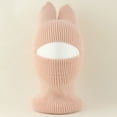 thumbnail image 2 of SuTry Kids Hat Solid Color Cute Cat Ear Knit Warm Face Cover Childrens Winter Fleece-Lined Hood Breathable Cold Weather Hat(Pink,4-12 Years), 2 of 5