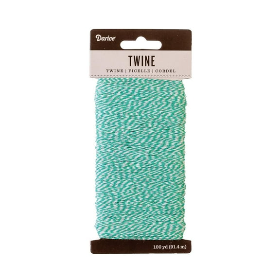 Darice Baker's Twine: Mint Green & White, 100 yards