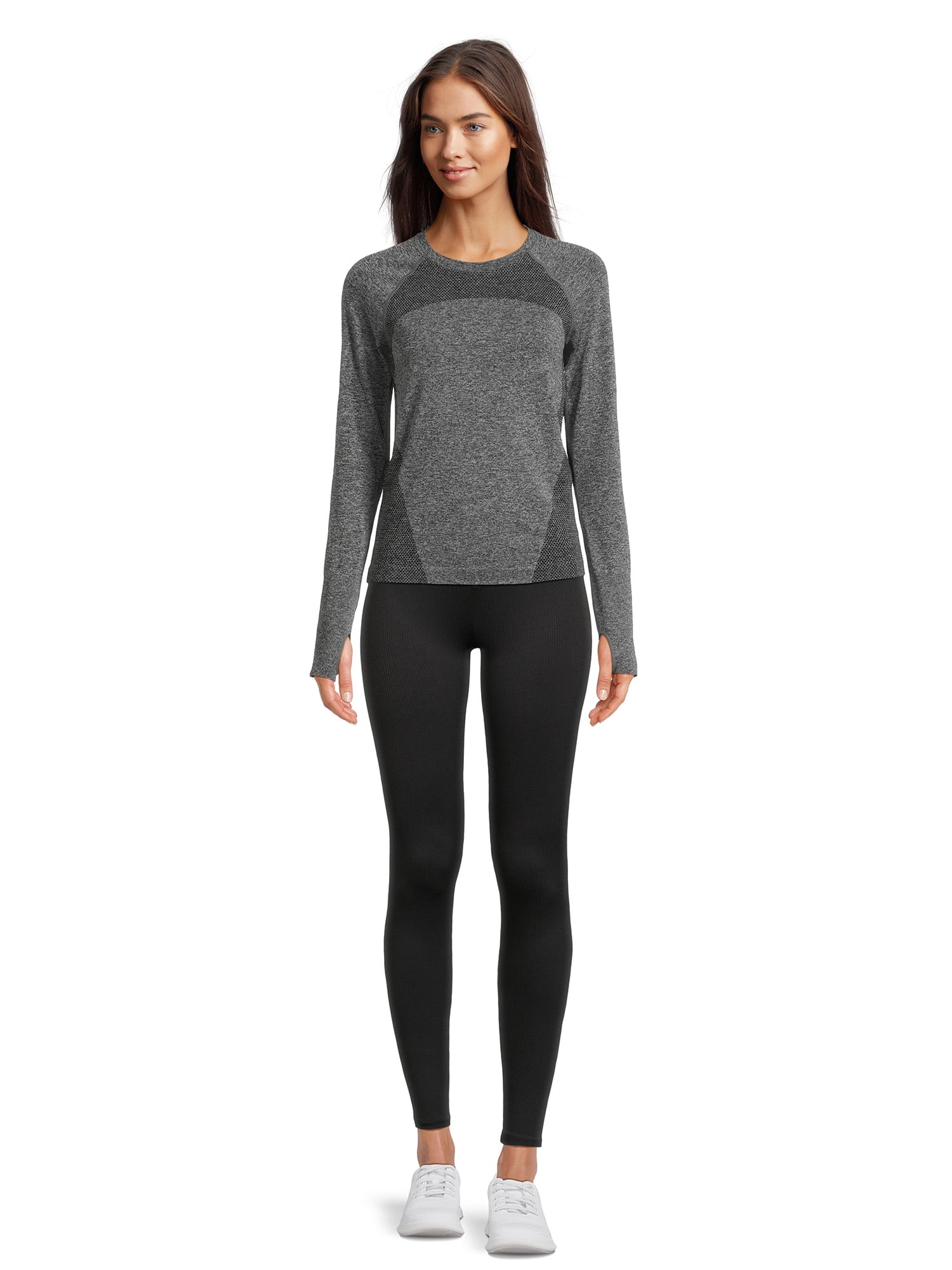 Avia Women’s Ribbed Leggings with Crossover Waistband, 26” Inseam, Sizes XS-XXXL