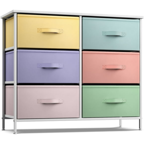 Sorbus Adult Medium-Density Fibreboard 6 Drawers Storage Chest, Multi-color