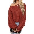 thumbnail image 1 of Pulls Femmes Robe Oversize Manches Longues Sexy hors Épaule Couleur Bloc Pull Pull Tops, 1 of 6