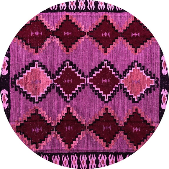 Ahgly Company Indoor Round Abstract Pink Modern Area Rugs, 6' Round