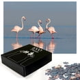 thumbnail image 2 of Ambesonne Flamingo Jigsaw Puzzle Durable Cardboard, Wild Birds in Water Scene, 1000 pcs, Blue Grey Blush Salmon, 2 of 5